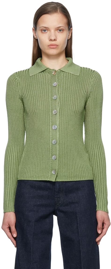 Green Organic Cotton Cardigan By Vince On Sale