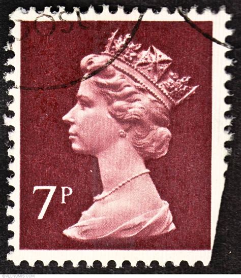 7p 1974 Machin Queen Elizabeth Ii 1974 Great Britain Stamp