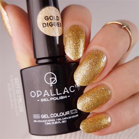 Opallac Gold Digger Glitter Gel Polish Swatch Buff And Polish