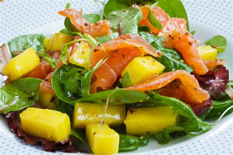 1/2 cup fresh steamed asparagus tips. Smoked Salmon and Mango Salad | Terry Lyons