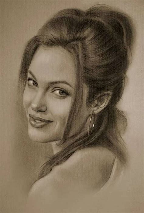 Angelina Jolie Realistic Pencil Drawings Pencil Art Portrait