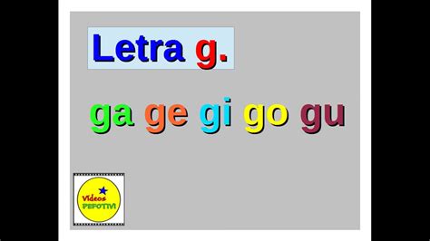 Vídeo No8 Letra G Ga Ge Gi Go Gu Aprendizaje De Idioma Español