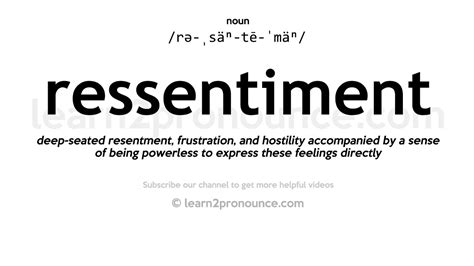 Pronunciation Of Ressentiment Definition Of Ressentiment Youtube