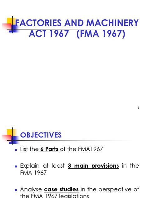 Factories And Machinery Act 1967 Fma 1967 Inspector Safety