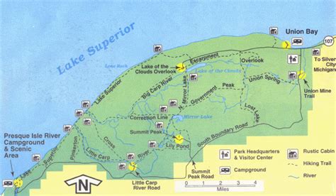 Map Of Porcupine Mountains Wilderness State Park Ontonagon Michigan