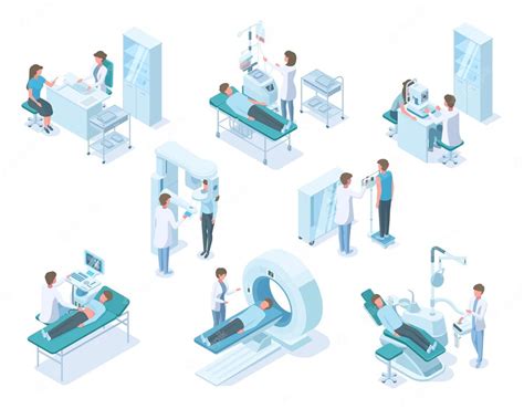 Premium Vector Isometric Doctors And Patients With Hospital Medical