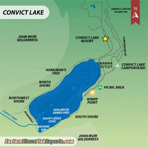 Convict Lake Mammoth Lakes CA Fish Reports Map