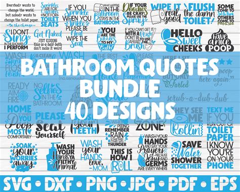 Funny Bathroom Quotes SVG Bundle 40 Designs Cut File Clipart By
