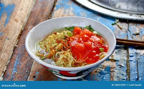 Indonesian Food Mie Ayam Noodles With Chicken Stock Image Image Of