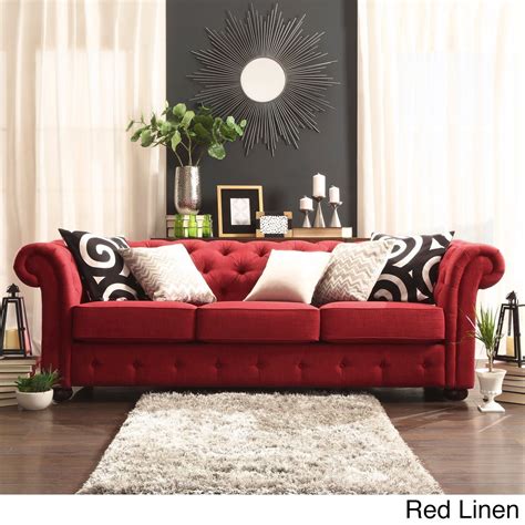 Knightsbridge Tufted Scroll Arm Chesterfield Sofa By Inspire Q Artisan Red Couch Living Room