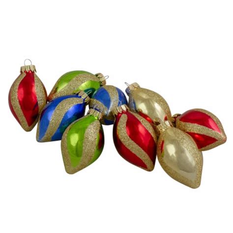 Northlight 9ct Vibrantly Colored 2 Finish Swirls Glass Christmas Finial Ornaments 2 9 Qfc