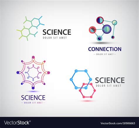 Science Logos Chemistry Icons Biology Royalty Free Vector