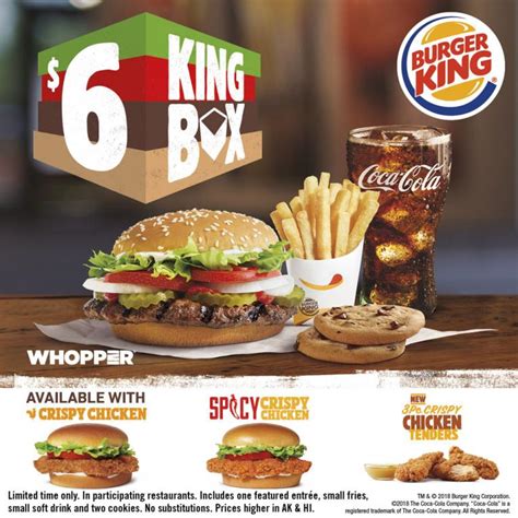 One time is not available anymore but i paid the full amount. Burger King Launches $6 King Box for Limited Time ...