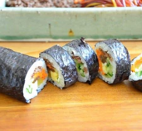 It is then rolled in a sheet of seaweed and sliced into. Kimbap - Seaweed Rice Roll #dinner #veggies