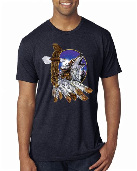 Eagle And Howling Wolf American Pride Mens Premium Tri Blend T Shirt Ebay