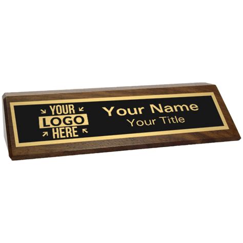 Genuine Walnut Desk Wedge with Optional Logo - Name Tag Wizard