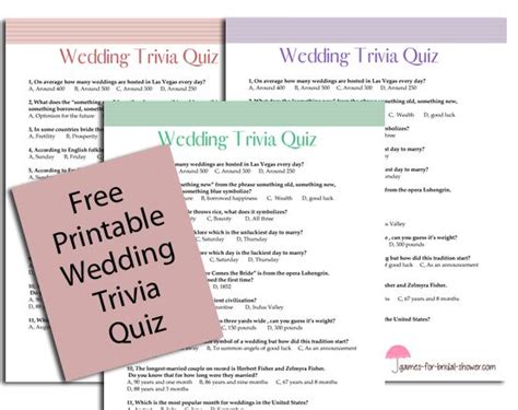 Free Printable Bridal Shower Games Best Fun Games Wedding Trivia La Wedding Free Printable