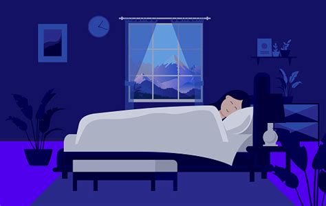 Woman Sleeping In Bed At Night Stok Vektör Sanatı And Uyumak‘nin Daha Fazla Görseli Uyumak 1
