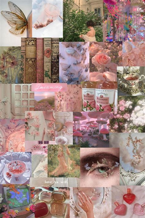 Soft Pink X Collage Cottagecore Wallpaper Ethereal Aesthetic Mood Board