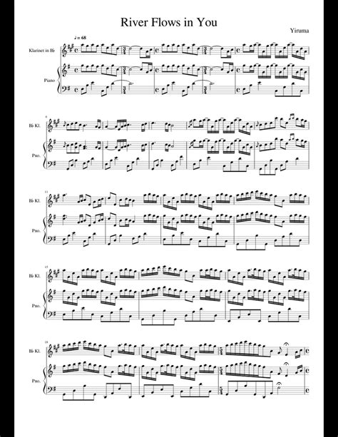 Sheet music for some of my piano cover you can grab here: River Flows in You - Yiruma sheet music for Clarinet, Piano download free in PDF or MIDI