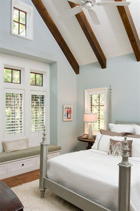 A deep blue like this creates the perception of depth. atlanta soft green paint colors bedroom traditional with ...