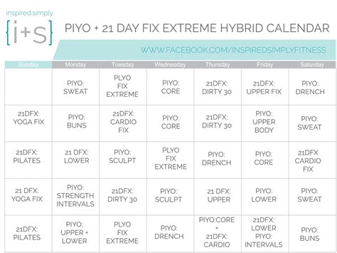 Awesome Beachbody 21 Day Fix Extreme Workout Calendar For Shoulder ...