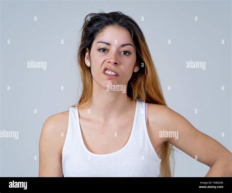 Facial Expressions Emotions Anger Young Attractive Caucasian Woman