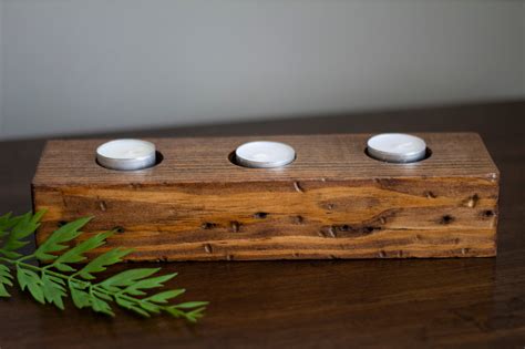 Reclaimed Wood Multiple 3 Candle Block Holder