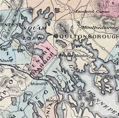 1870 Map Of The Lake Country Of New Hampshire Lake Etsy Lake Map