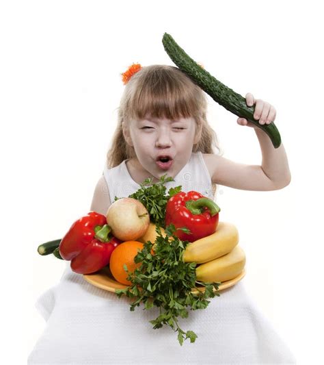 Groenten En Fruit Van Kinderen Stock Foto Image Of Bedrijf Gezond