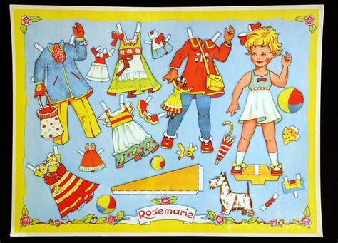 Rosemarie Large Uncut German Paper Doll Sheet W Costume Accessories