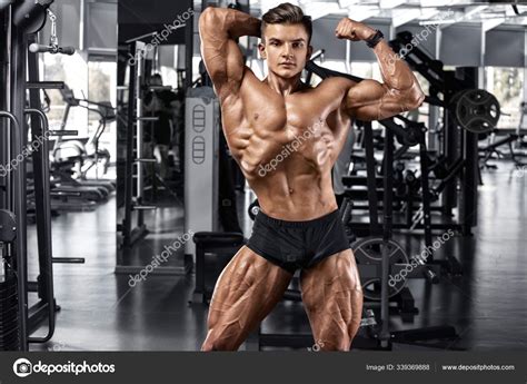 Muscular Man Showing Muscles Gym Strong Male Naked Torso Abs Stock Photo By Nikolas Jkd