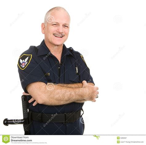 Police Officer Smiles Friendly Smiling Police Officer Waist Up View
