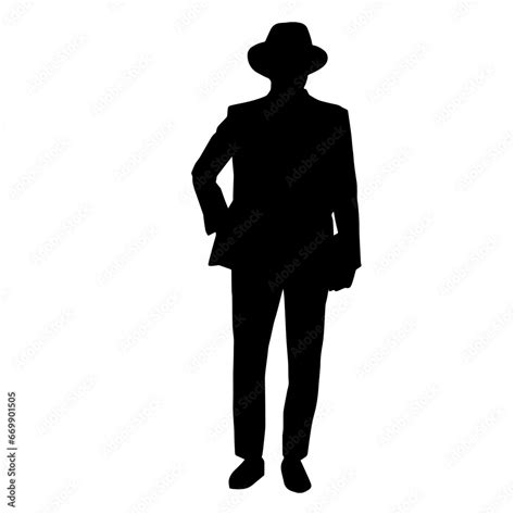 Silhouette Of A Gentleman In A Suit Costume Wearing Fedora Hat