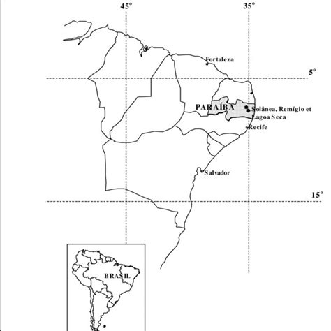 Localisation de la zone d étude au Nordeste du Brésil Study area Download Scientific Diagram