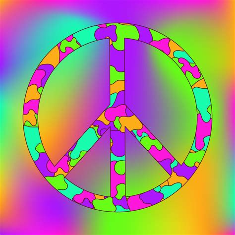 Icon Sticker In Hippie Style With Rainbow Peace Sign On Rainbow