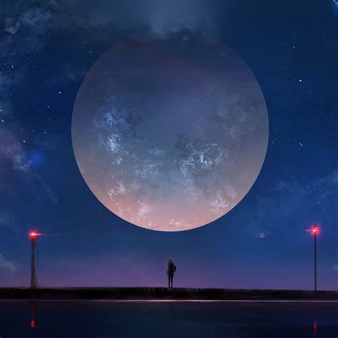 Bc62 Moon Anime Night Art Illustration Wallpaper