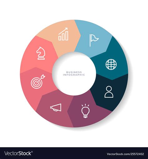 8 Steps Circle Chart With Business Icon Circle Vector Image