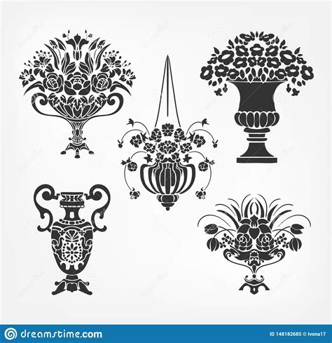 Victorian decorative arts refers to the style of decorative arts during the victorian era. Vector Victorian Baroque Design Elements Flower Vase Set ...