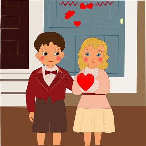 Cute Boy And Girl In Love On Romantic Valentine S Day Stock