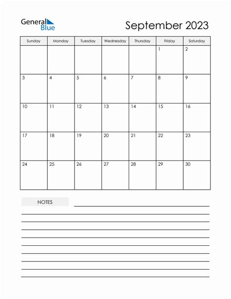 September 2023 Monthly Calendar Pdf Word Excel
