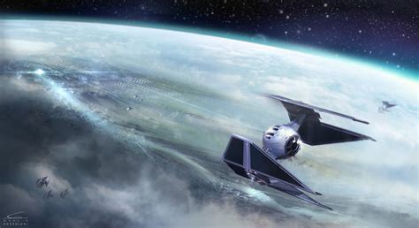 Gray Spaceship Digital Wallpaper Star Wars Space Tie Interceptor Hd