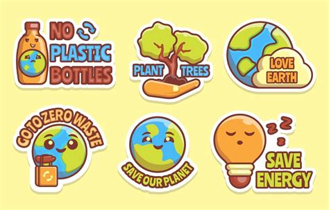 Earth Day Sticker Collection Vector Art At Vecteezy