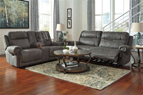 Austere Gray Power Reclining Living Room Set From Ashley