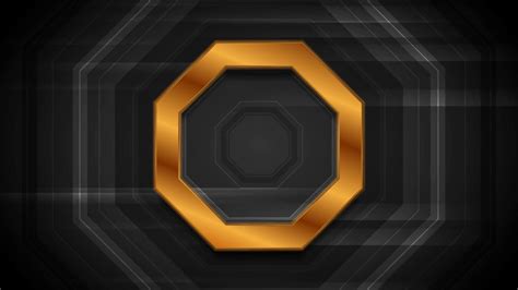 Black Technology Motion Design With Bronze Octagon Shape Seamless Loop