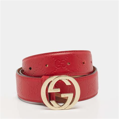 Gucci Red Guccissima Leather Interlocking G Belt Size 85cm Gucci The