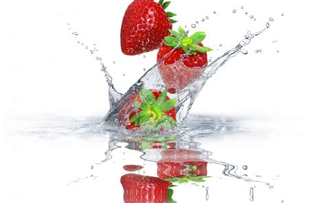 Wallpaper Food Water Branch Fruit Strawberries Drink Spray