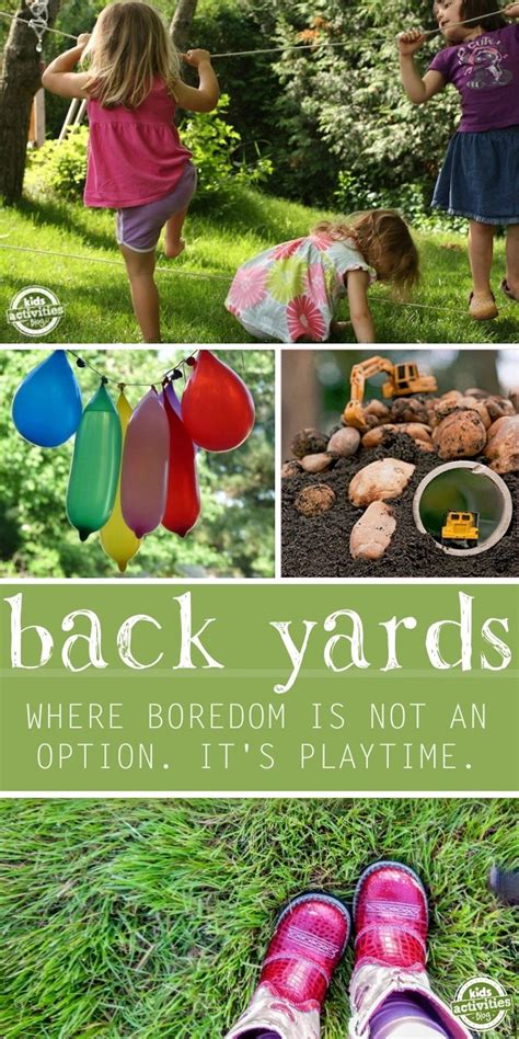 BACK YARD BOREDOM BUSTERS - Kids Activities | Activities for kids, Backyard activities, Kids ...