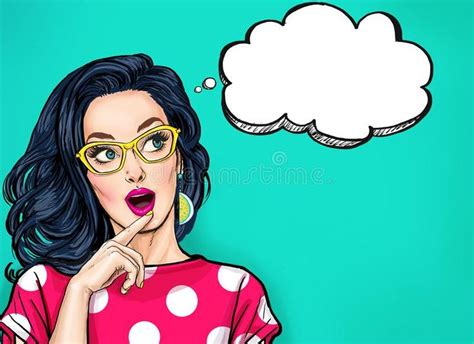 Illustration About Thinking Young Woman With Open Mouth Looking Up On