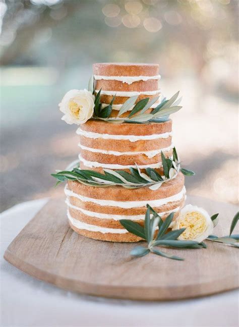 Naked Rustic Wedding Cake Ideas Deer Pearl Flowers